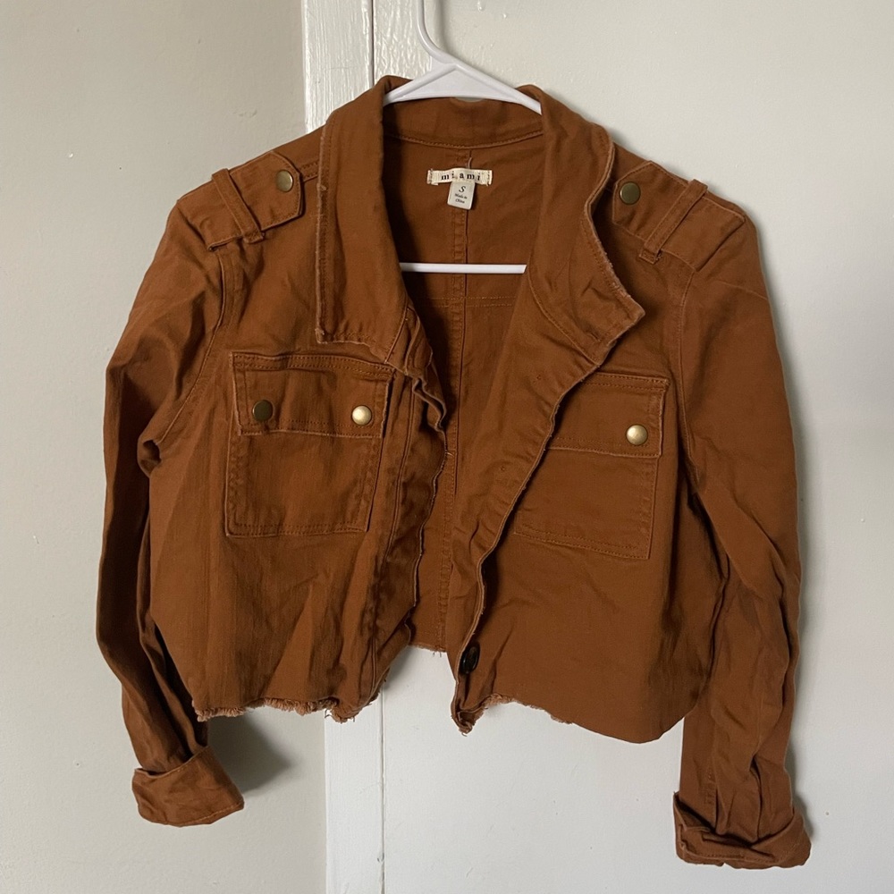Miami brown/orange cropped jean jacket